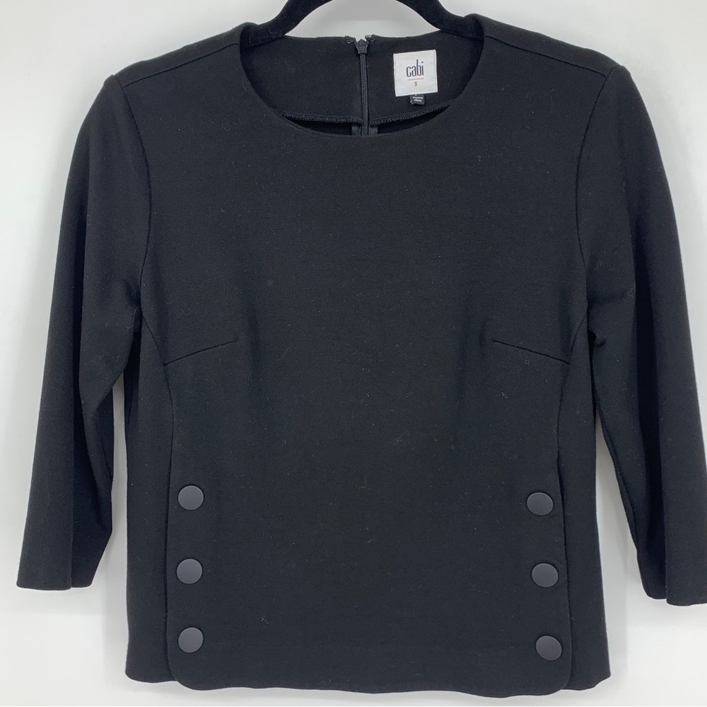 Cabi womens‎ small utility career top Shirt 3232 snaps casual Boxy Black Stretch